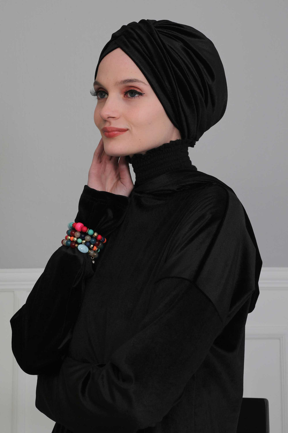 Super Soft Velvet Pre-Tied Turban, Comfortable Lightweight Winter Bonnet Cap for Women, Easy Wrap Women Head Covering, Chemo Cancer Cap,B-9K Dusty Rose