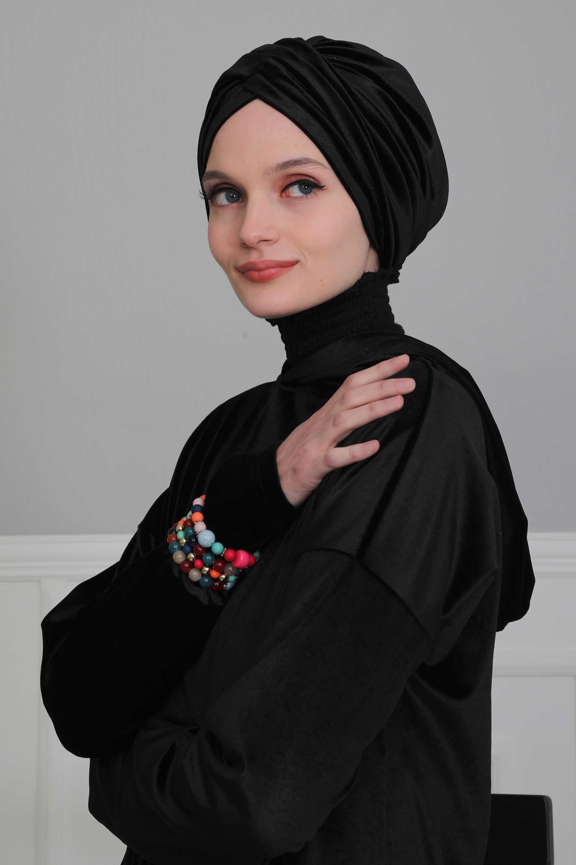 Super Soft Velvet Pre-Tied Turban, Comfortable Lightweight Winter Bonnet Cap for Women, Easy Wrap Women Head Covering, Chemo Cancer Cap,B-9K Dusty Rose