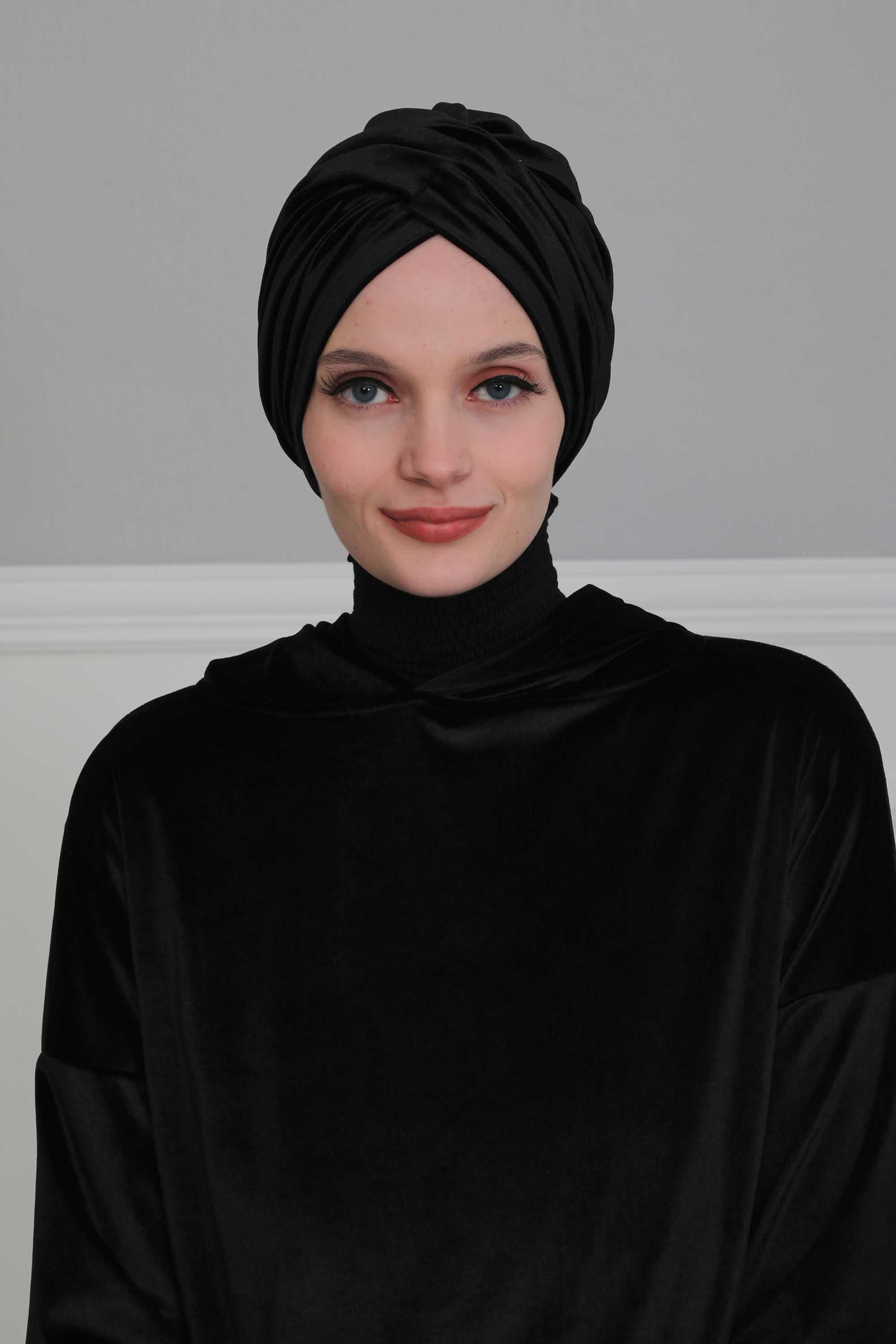 Super Soft Velvet Pre-Tied Turban, Comfortable Lightweight Winter Bonnet Cap for Women, Easy Wrap Women Head Covering, Chemo Cancer Cap,B-9K Dusty Rose