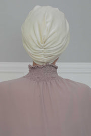 Super Soft Velvet Pre-Tied Turban, Comfortable Lightweight Winter Bonnet Cap for Women, Easy Wrap Women Head Covering, Chemo Cancer Cap,B-9K Ivory