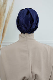 Super Soft Velvet Pre-Tied Turban, Comfortable Lightweight Winter Bonnet Cap for Women, Easy Wrap Women Head Covering, Chemo Cancer Cap,B-9K Navy Blue