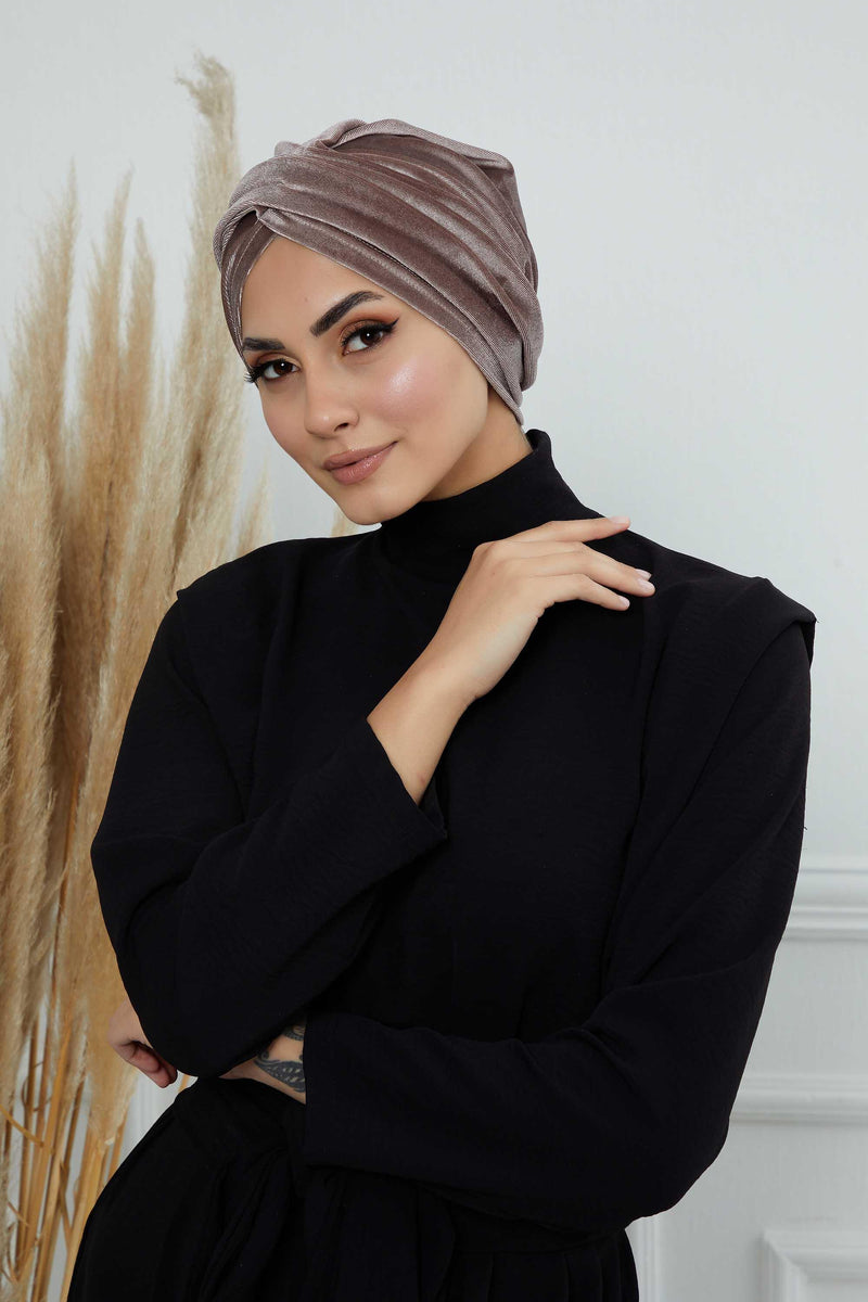 Super Soft Velvet Pre-Tied Turban, Comfortable Lightweight Winter Bonnet Cap for Women, Easy Wrap Women Head Covering, Chemo Cancer Cap,B-9K Mink