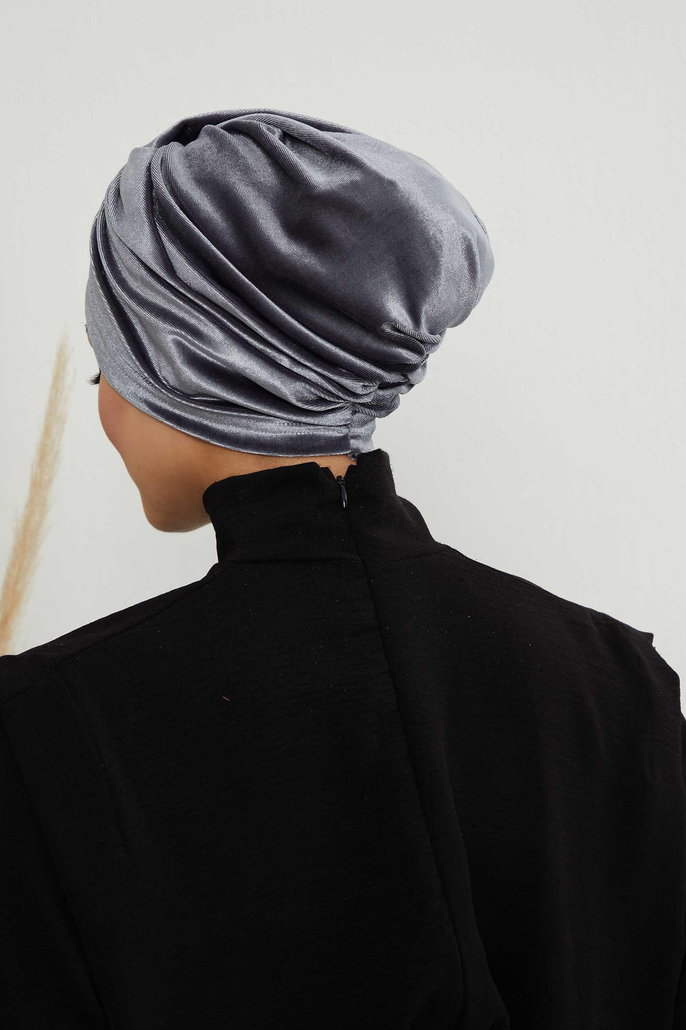 Super Soft Velvet Pre-Tied Turban, Comfortable Lightweight Winter Bonnet Cap for Women, Easy Wrap Women Head Covering, Chemo Cancer Cap,B-9K Grey