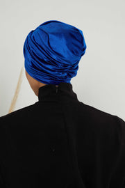 Super Soft Velvet Pre-Tied Turban, Comfortable Lightweight Winter Bonnet Cap for Women, Easy Wrap Women Head Covering, Chemo Cancer Cap,B-9K Sax Blue