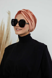 Super Soft Velvet Pre-Tied Turban, Comfortable Lightweight Winter Bonnet Cap for Women, Easy Wrap Women Head Covering, Chemo Cancer Cap,B-9K Salmon