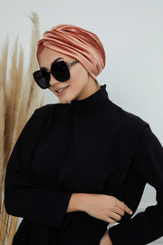 Super Soft Velvet Pre-Tied Turban, Comfortable Lightweight Winter Bonnet Cap for Women, Easy Wrap Women Head Covering, Chemo Cancer Cap,B-9K Salmon