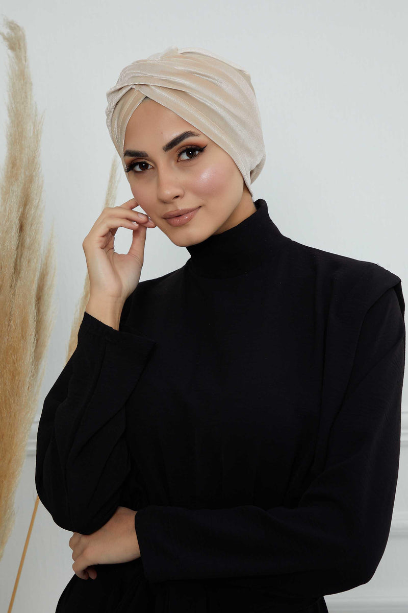 Super Soft Velvet Pre-Tied Turban, Comfortable Lightweight Winter Bonnet Cap for Women, Easy Wrap Women Head Covering, Chemo Cancer Cap,B-9K Beige