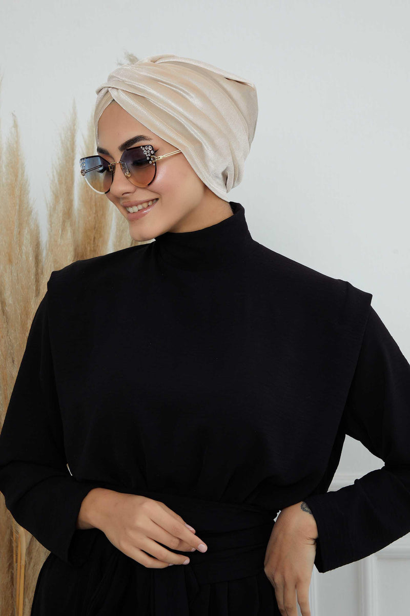 Super Soft Velvet Pre-Tied Turban, Comfortable Lightweight Winter Bonnet Cap for Women, Easy Wrap Women Head Covering, Chemo Cancer Cap,B-9K Beige