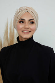 Super Soft Velvet Pre-Tied Turban, Comfortable Lightweight Winter Bonnet Cap for Women, Easy Wrap Women Head Covering, Chemo Cancer Cap,B-9K Beige