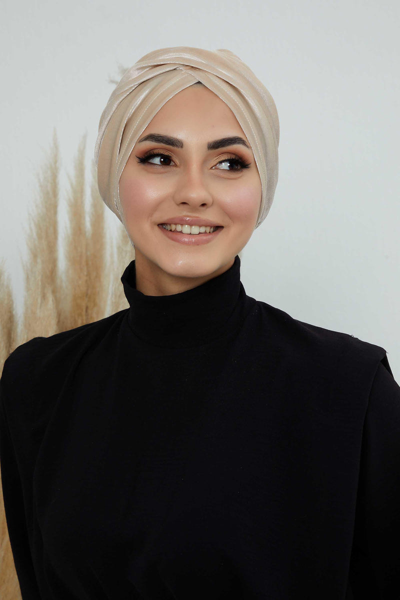 Super Soft Velvet Pre-Tied Turban, Comfortable Lightweight Winter Bonnet Cap for Women, Easy Wrap Women Head Covering, Chemo Cancer Cap,B-9K Beige