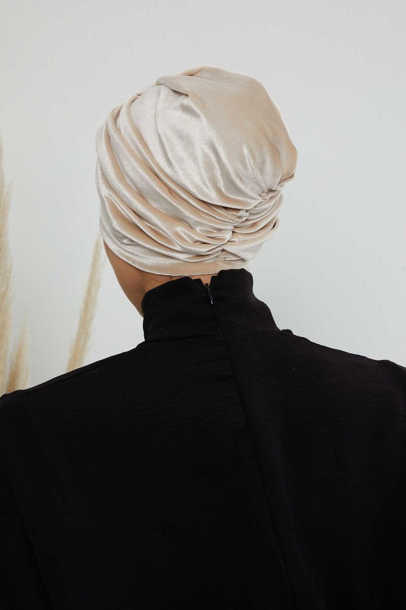 Super Soft Velvet Pre-Tied Turban, Comfortable Lightweight Winter Bonnet Cap for Women, Easy Wrap Women Head Covering, Chemo Cancer Cap,B-9K Beige
