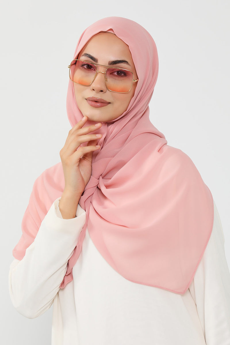 Instant Wear Hijab with Built-In Bonnet, Lightweight Chiffon Headscarf, One Piece Modest Headwear,PS-48