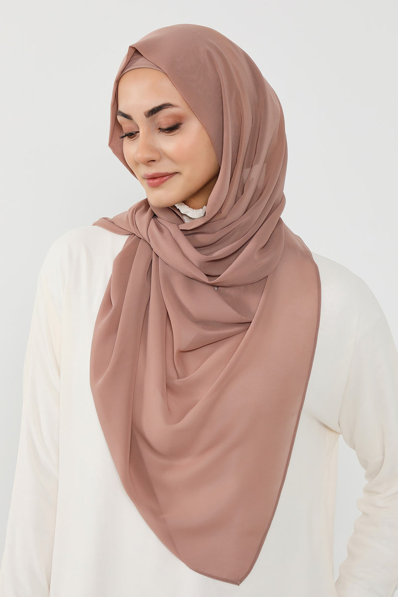 Instant Wear Hijab with Built-In Bonnet, Lightweight Chiffon Headscarf, One Piece Modest Headwear,PS-48