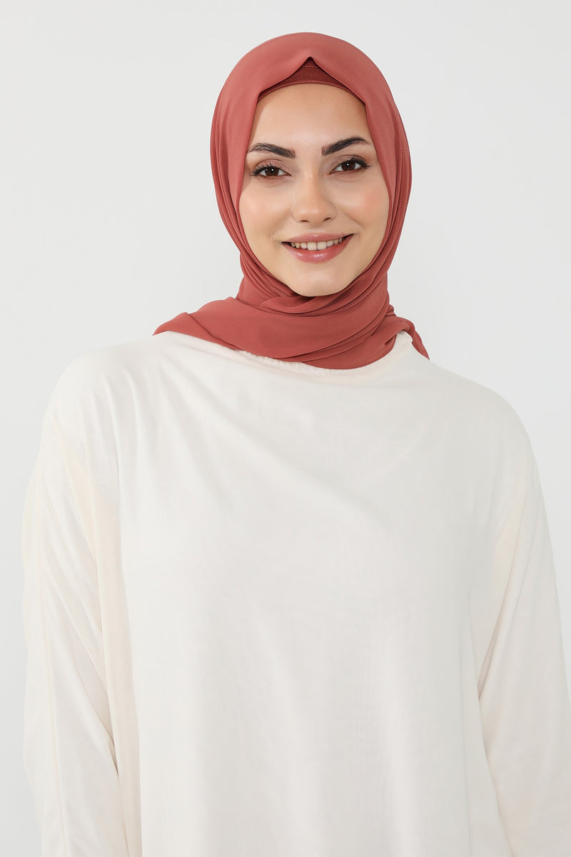 Instant Wear Hijab with Built-In Bonnet, Lightweight Chiffon Headscarf, One Piece Modest Headwear,PS-48