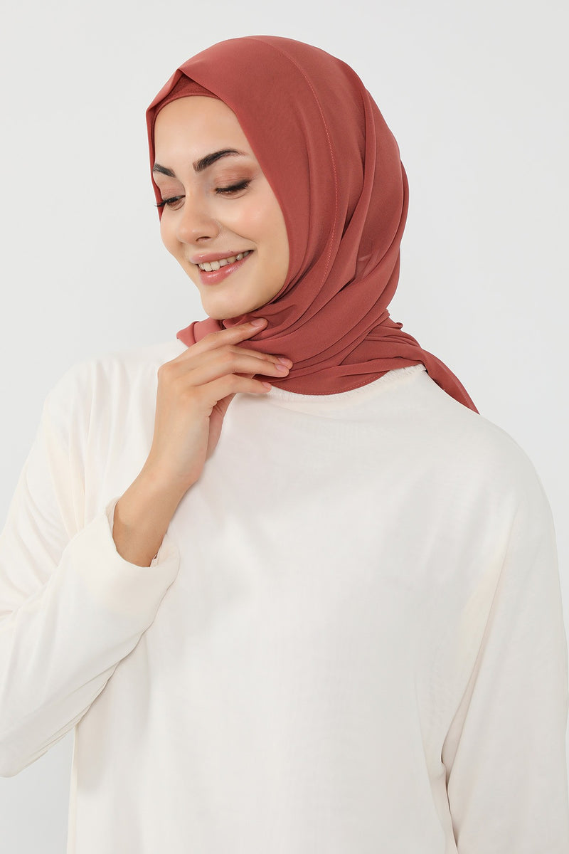Instant Wear Hijab with Built-In Bonnet, Lightweight Chiffon Headscarf, One Piece Modest Headwear,PS-48