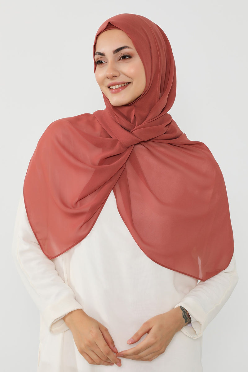 Instant Wear Hijab with Built-In Bonnet, Lightweight Chiffon Headscarf, One Piece Modest Headwear,PS-48