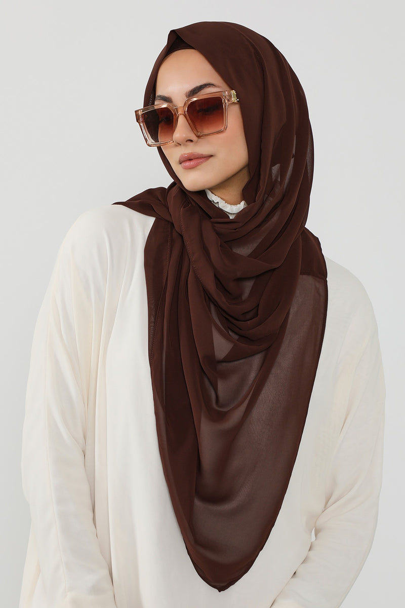 Instant Wear Hijab with Built-In Bonnet, Lightweight Chiffon Headscarf, One Piece Modest Headwear,PS-48