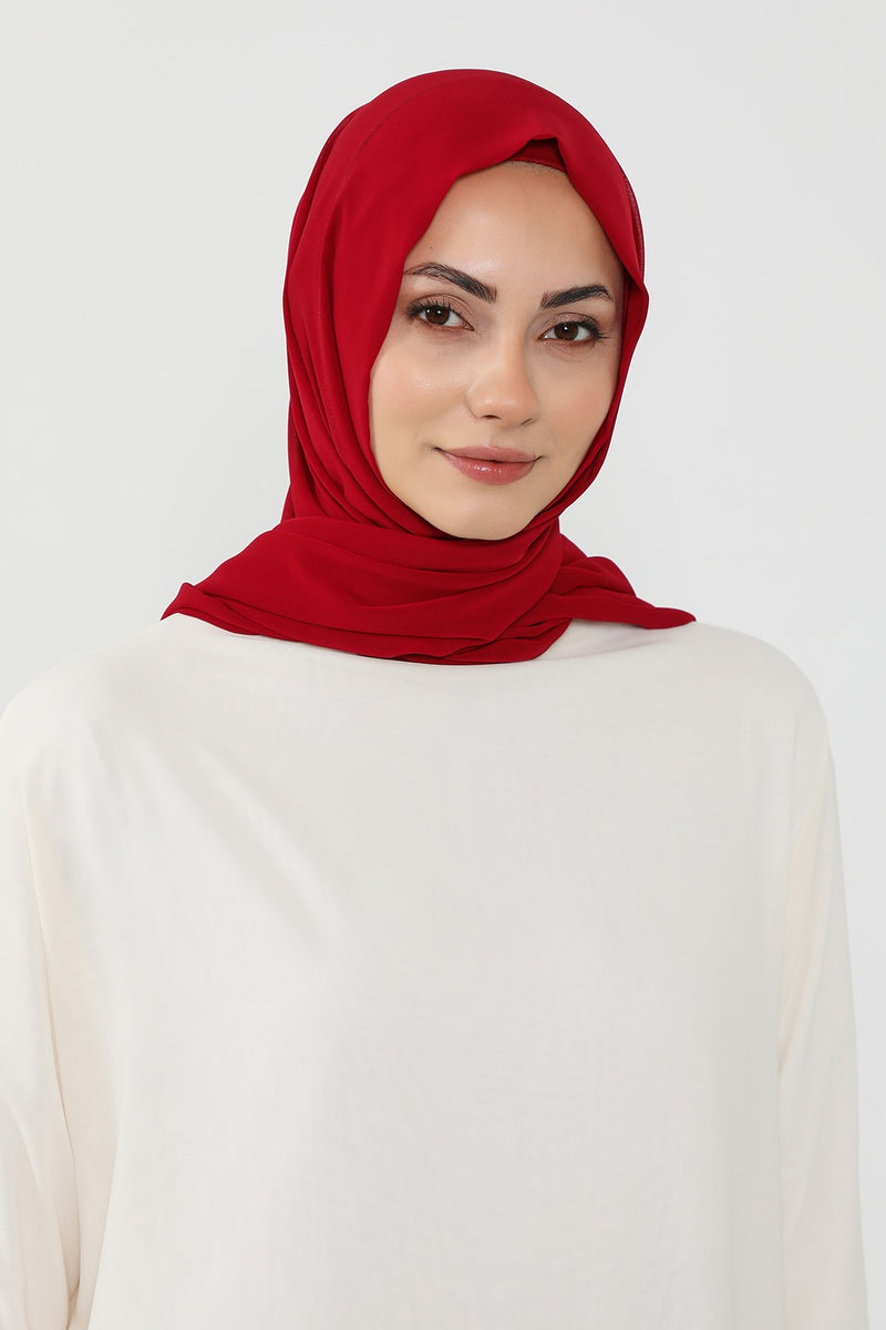 Instant Wear Hijab with Built-In Bonnet, Lightweight Chiffon Headscarf, One Piece Modest Headwear,PS-48