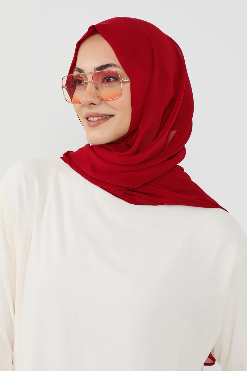 Instant Wear Hijab with Built-In Bonnet, Lightweight Chiffon Headscarf, One Piece Modest Headwear,PS-48