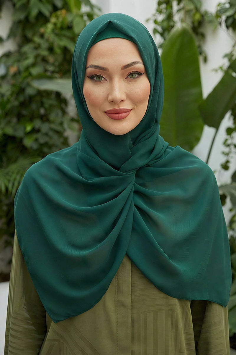 Instant Wear Hijab with Built-In Bonnet, Lightweight Chiffon Headscarf, One Piece Modest Headwear,PS-48