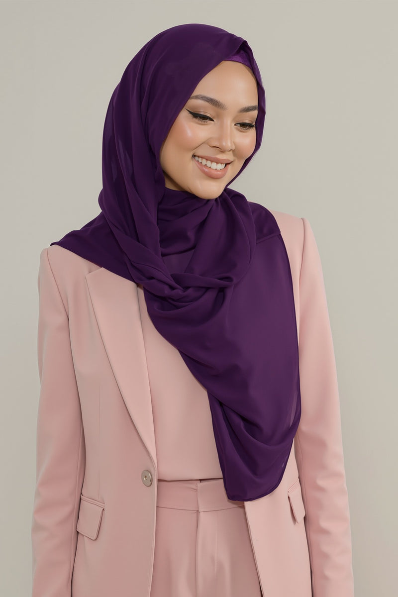 Instant Wear Hijab with Built-In Bonnet, Lightweight Chiffon Headscarf, One Piece Modest Headwear,PS-48