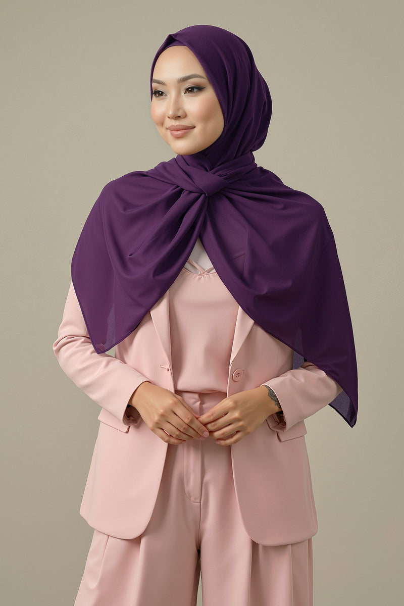 Instant Wear Hijab with Built-In Bonnet, Lightweight Chiffon Headscarf, One Piece Modest Headwear,PS-48