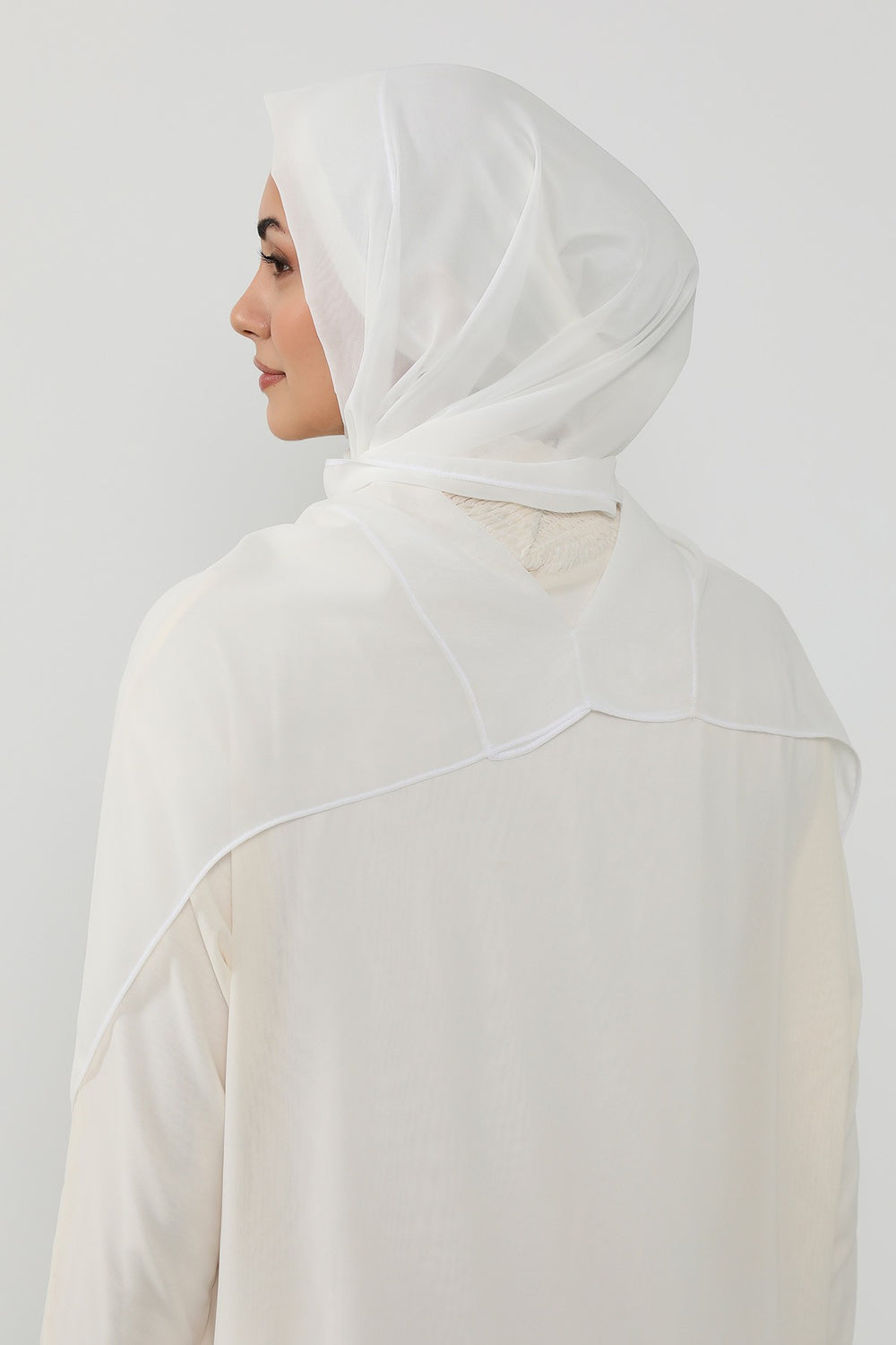 Instant Wear Hijab with Built-In Bonnet, Lightweight Chiffon Headscarf, One Piece Modest Headwear,PS-48 Ivory