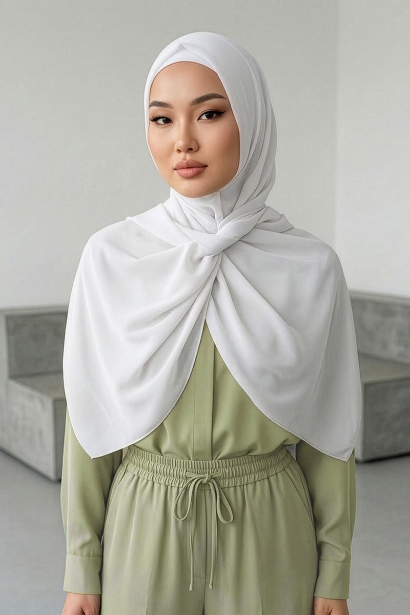 Instant Wear Hijab with Built-In Bonnet, Lightweight Chiffon Headscarf, One Piece Modest Headwear,PS-48