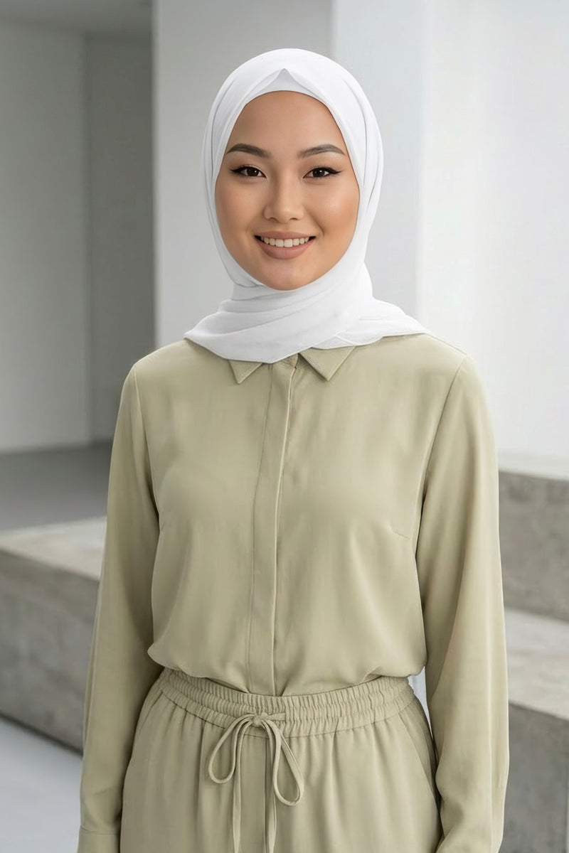 Instant Wear Hijab with Built-In Bonnet, Lightweight Chiffon Headscarf, One Piece Modest Headwear,PS-48