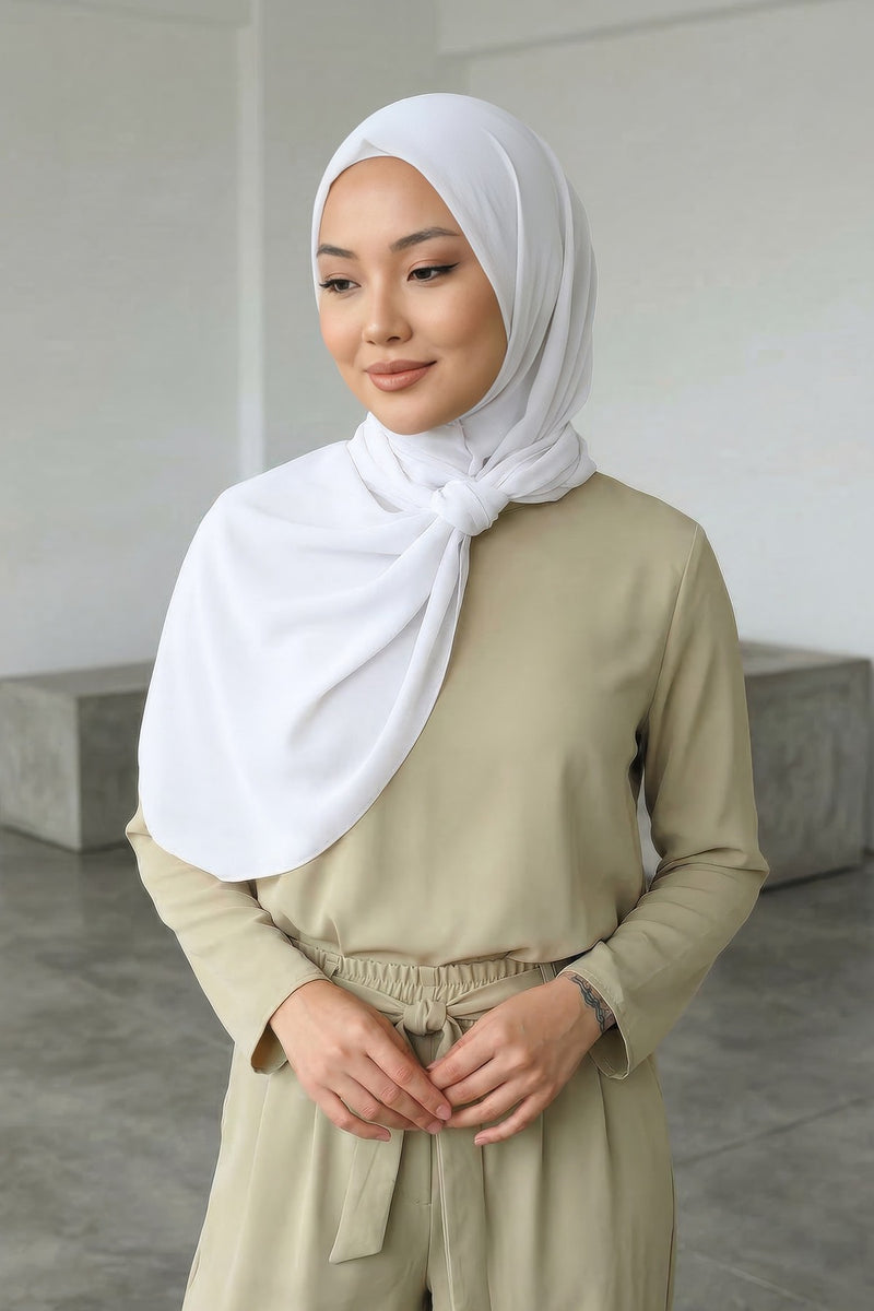 Instant Wear Hijab with Built-In Bonnet, Lightweight Chiffon Headscarf, One Piece Modest Headwear,PS-48
