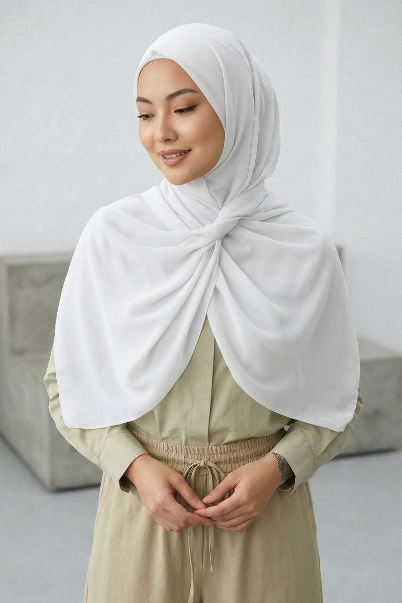 Instant Wear Hijab with Built-In Bonnet, Lightweight Chiffon Headscarf, One Piece Modest Headwear,PS-48