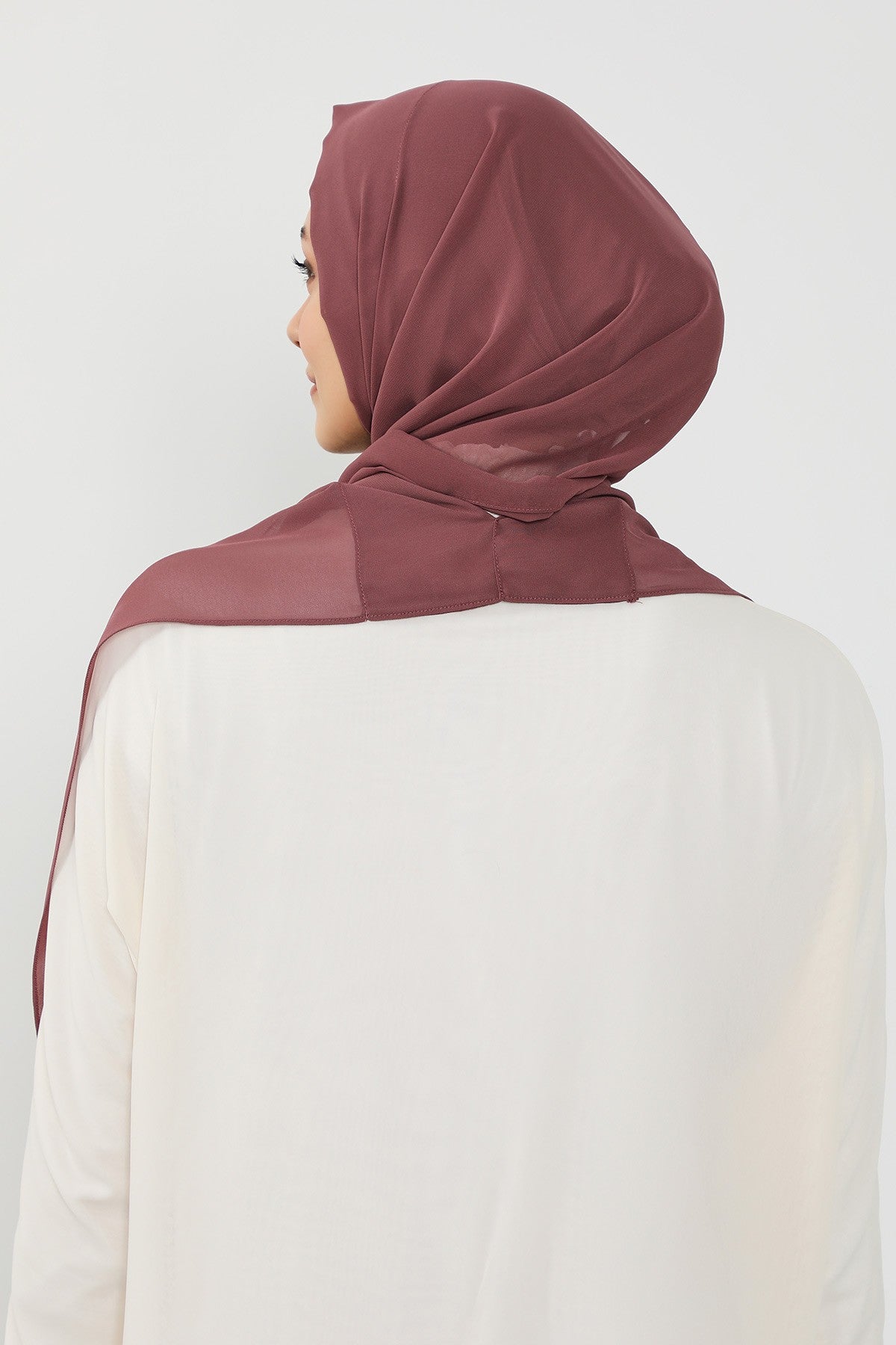 Instant Wear Hijab with Built-In Bonnet, Lightweight Chiffon Headscarf, One Piece Modest Headwear,PS-48 Dusty Rose