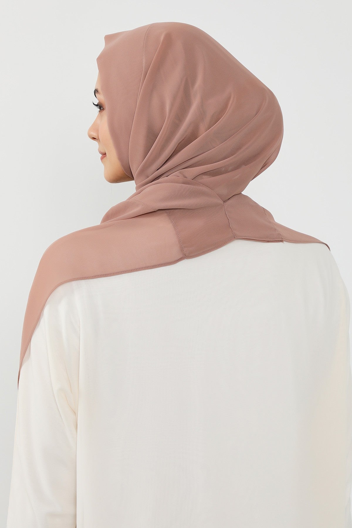 Instant Wear Hijab with Built-In Bonnet, Lightweight Chiffon Headscarf, One Piece Modest Headwear,PS-48 Dark Mink