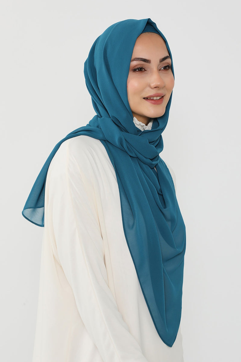 Instant Wear Hijab with Built-In Bonnet, Lightweight Chiffon Headscarf, One Piece Modest Headwear,PS-48