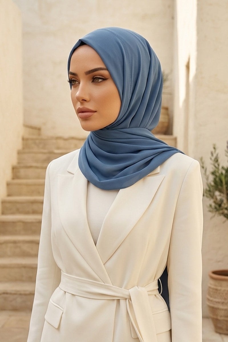 Instant Wear Hijab with Built-In Bonnet, Lightweight Chiffon Headscarf, One Piece Modest Headwear,PS-48