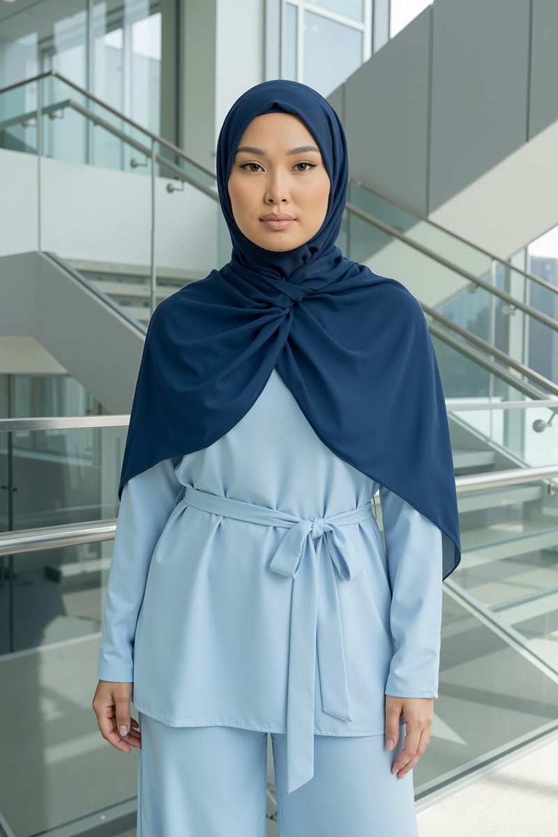 Instant Wear Hijab with Built-In Bonnet, Lightweight Chiffon Headscarf, One Piece Modest Headwear,PS-48