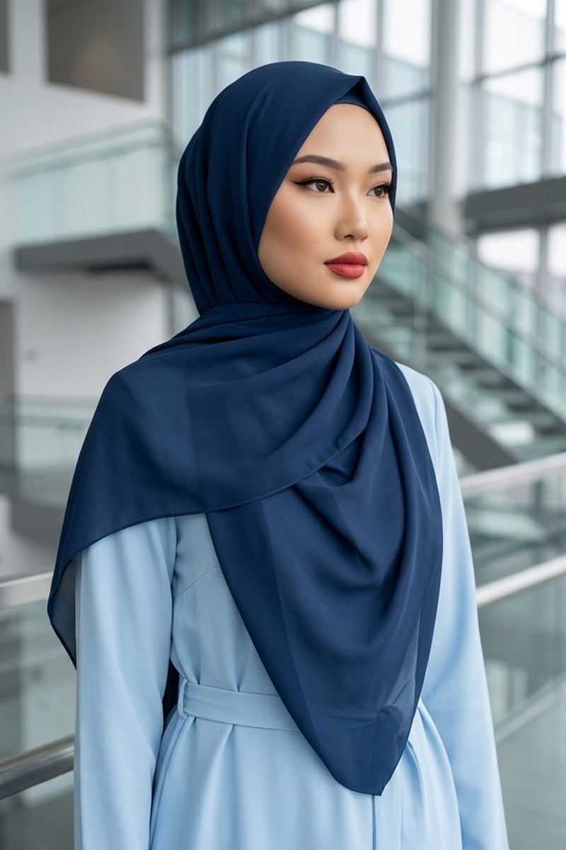 Instant Wear Hijab with Built-In Bonnet, Lightweight Chiffon Headscarf, One Piece Modest Headwear,PS-48