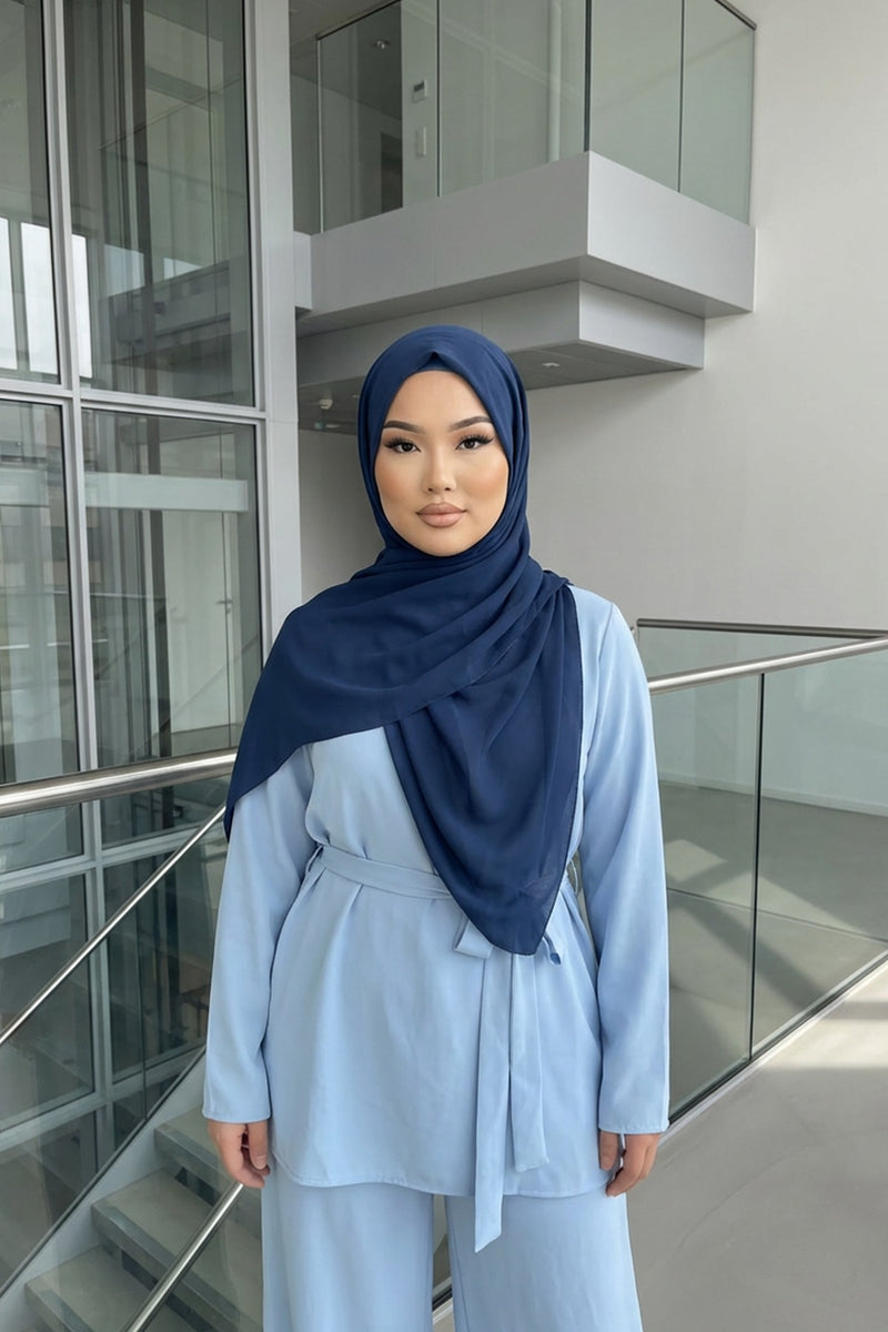 Instant Wear Hijab with Built-In Bonnet, Lightweight Chiffon Headscarf, One Piece Modest Headwear,PS-48