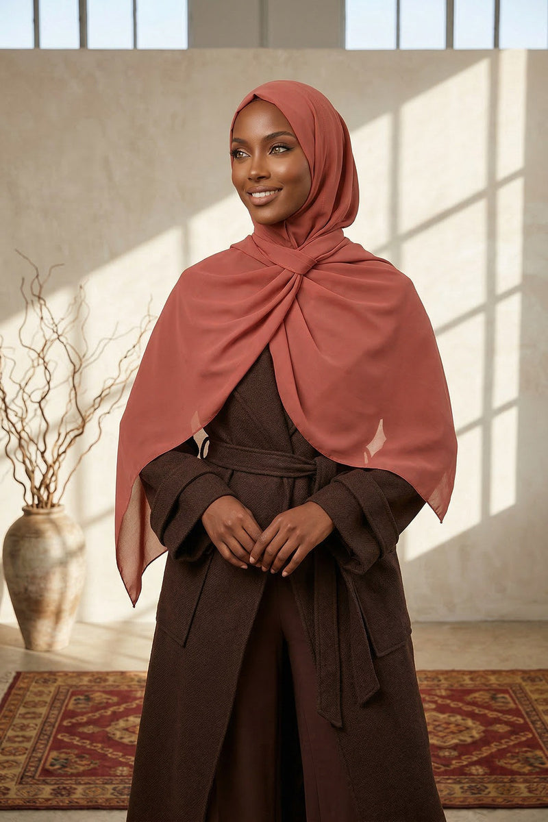 Instant Wear Hijab with Built-In Bonnet, Lightweight Chiffon Headscarf, One Piece Modest Headwear,PS-48