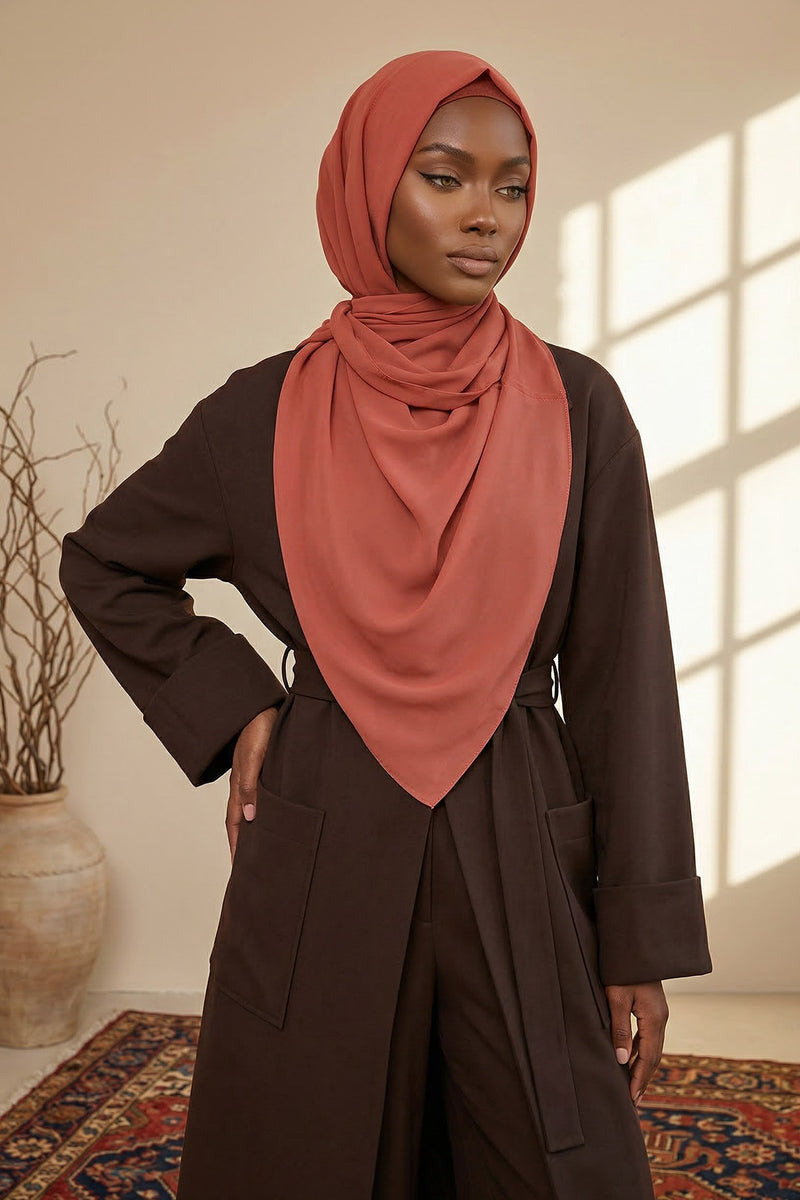 Instant Wear Hijab with Built-In Bonnet, Lightweight Chiffon Headscarf, One Piece Modest Headwear,PS-48