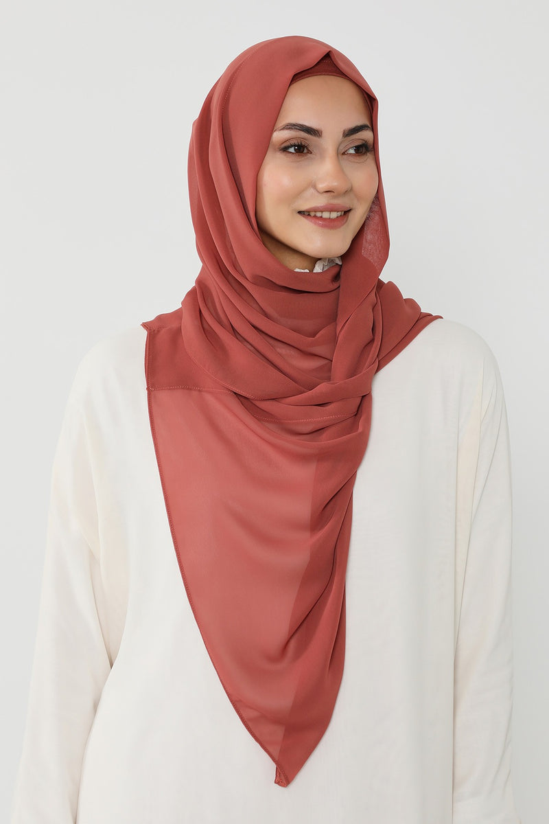 Instant Wear Hijab with Built-In Bonnet, Lightweight Chiffon Headscarf, One Piece Modest Headwear,PS-48