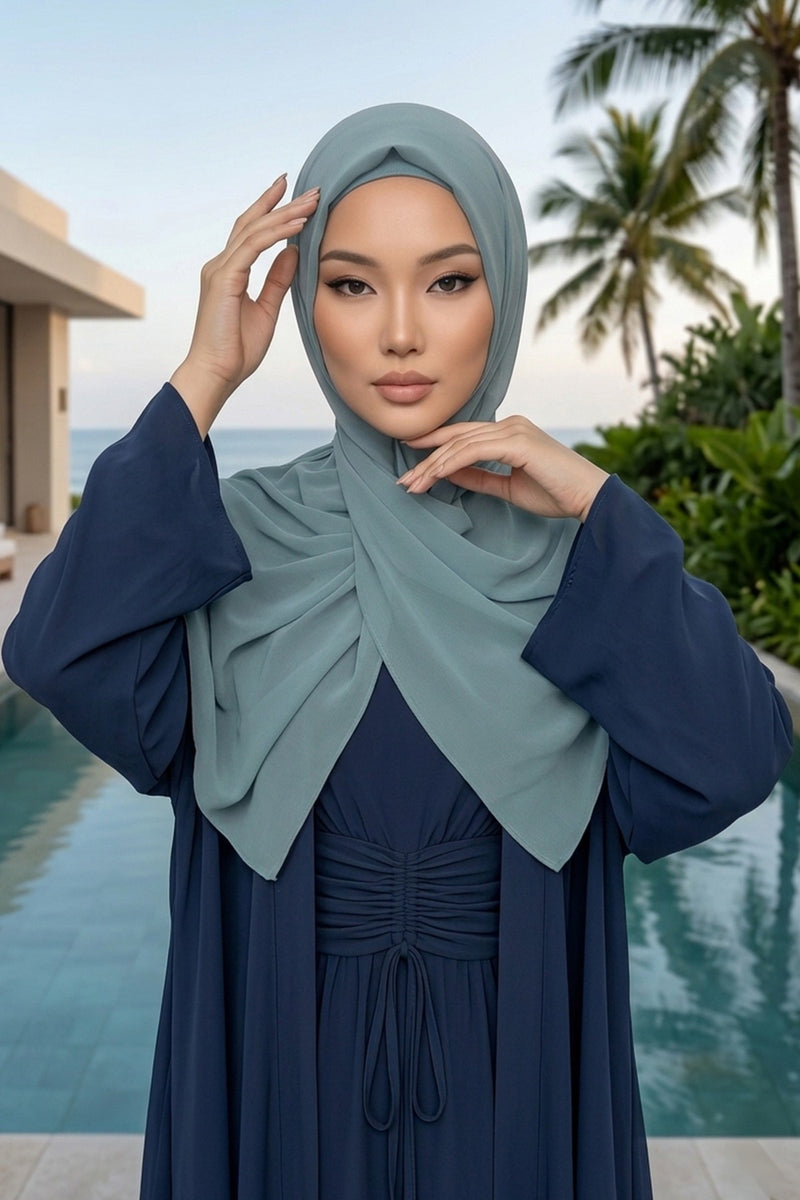 Instant Wear Hijab with Built-In Bonnet, Lightweight Chiffon Headscarf, One Piece Modest Headwear,PS-48