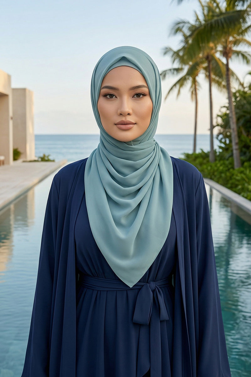 Instant Wear Hijab with Built-In Bonnet, Lightweight Chiffon Headscarf, One Piece Modest Headwear,PS-48