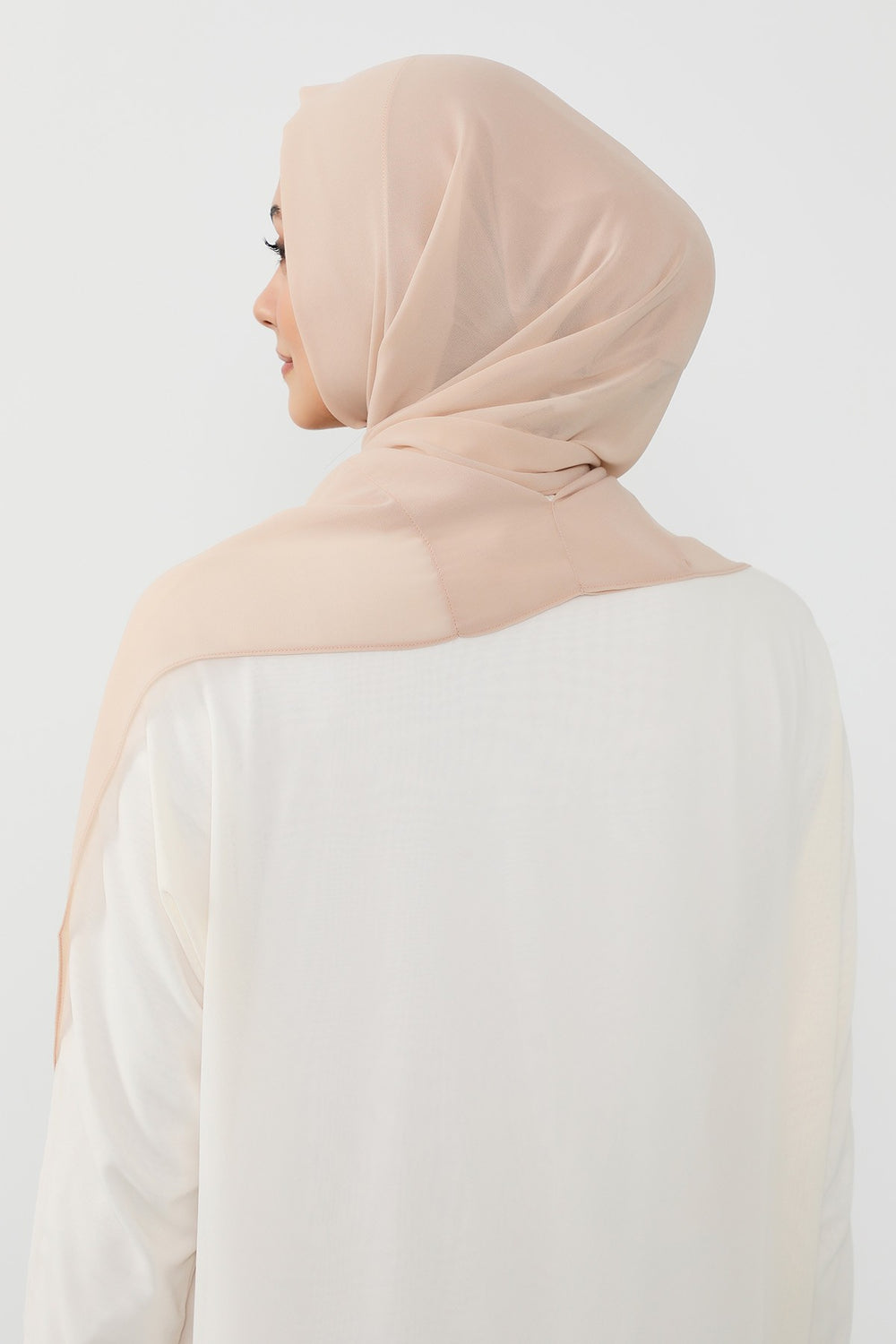 Instant Wear Hijab with Built-In Bonnet, Lightweight Chiffon Headscarf, One Piece Modest Headwear,PS-48 Light Mink