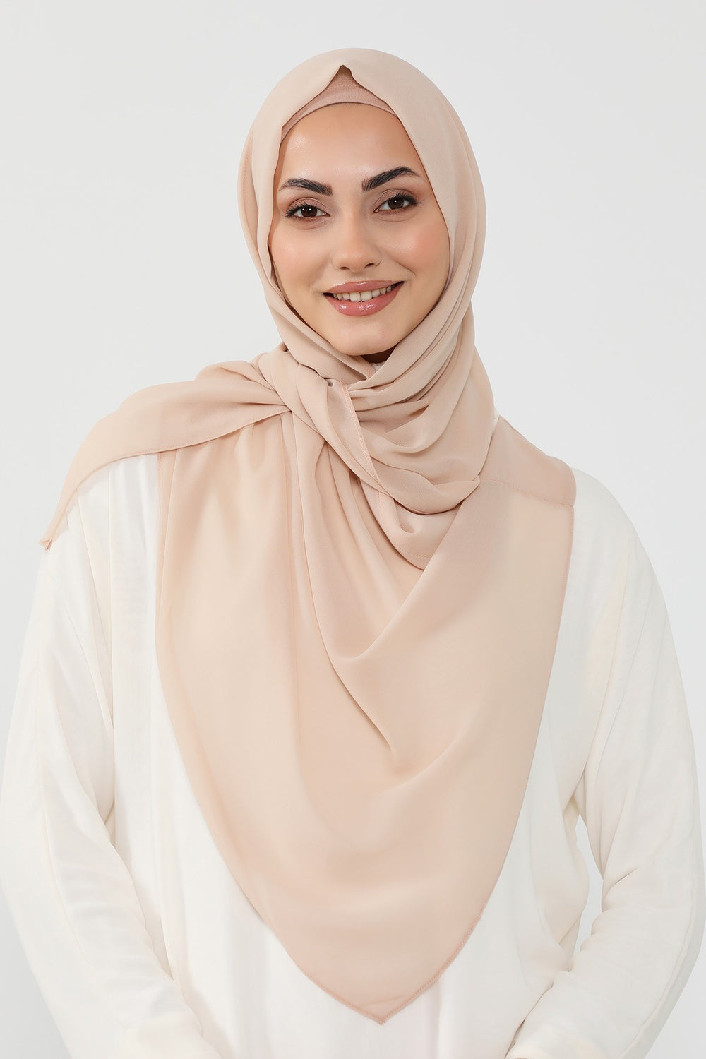 Instant Wear Hijab with Built-In Bonnet, Lightweight Chiffon Headscarf, One Piece Modest Headwear,PS-48 Light Mink