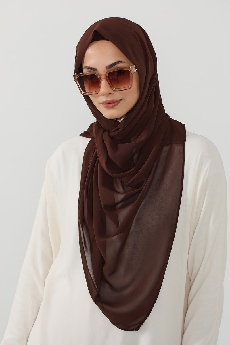 Instant Wear Hijab with Built-In Bonnet, Lightweight Chiffon Headscarf, One Piece Modest Headwear,PS-48