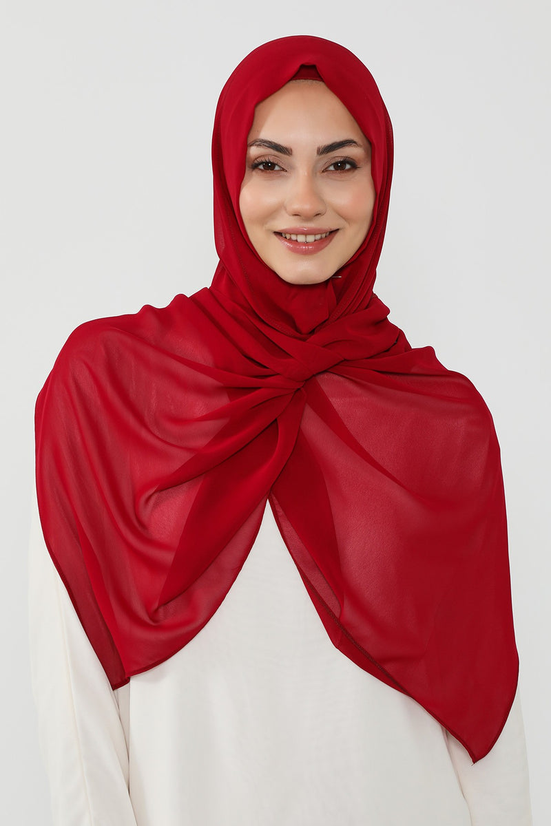 Instant Wear Hijab with Built-In Bonnet, Lightweight Chiffon Headscarf, One Piece Modest Headwear,PS-48