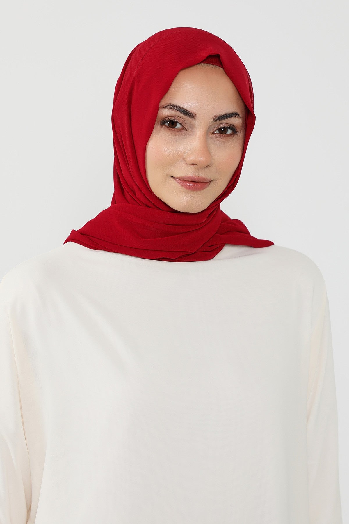 Instant Wear Hijab with Built-In Bonnet, Lightweight Chiffon Headscarf, One Piece Modest Headwear,PS-48 Maroon