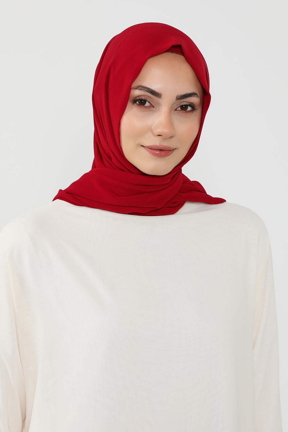 Instant Wear Hijab with Built-In Bonnet, Lightweight Chiffon Headscarf, One Piece Modest Headwear,PS-48 Maroon
