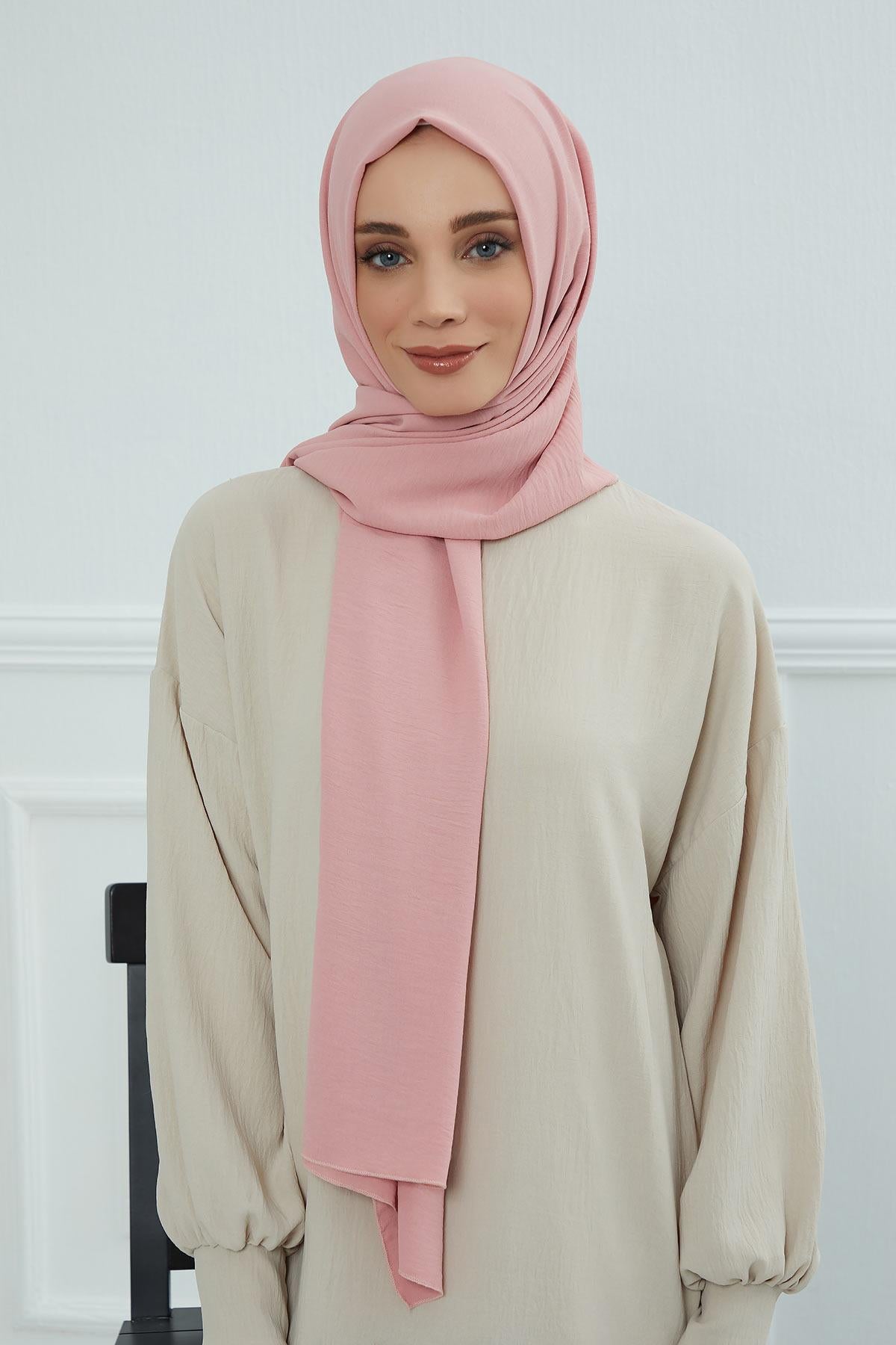 Jersey Aerobin Shawl for Women Modesty, Head Wrap Turban, Cap Headwear Rectangle Aerobin Hijab,CTS-5A Pink